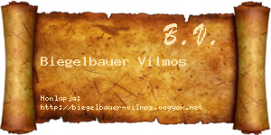 Biegelbauer Vilmos névjegykártya